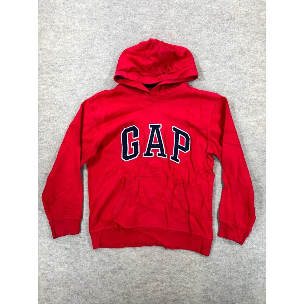 Gap Hoodie Boys 2XL Red Cotton Fleece Lined Logo Graphic Kangaroo Pocket Winter